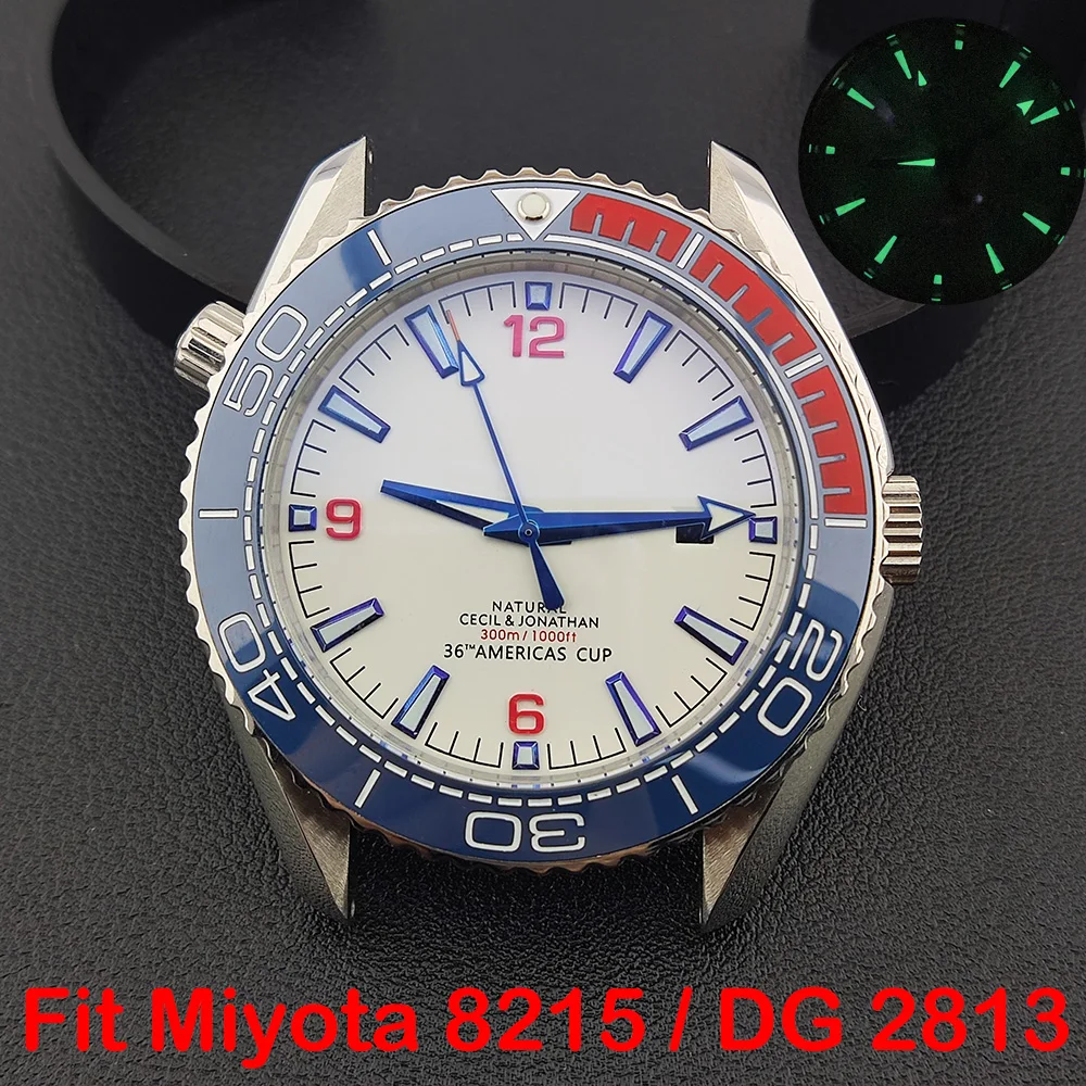 42.5mm miyota8215 case men watch accessories stainless steel case with ceramic Bezel luminous dial fit miyota8215 DG2813movement