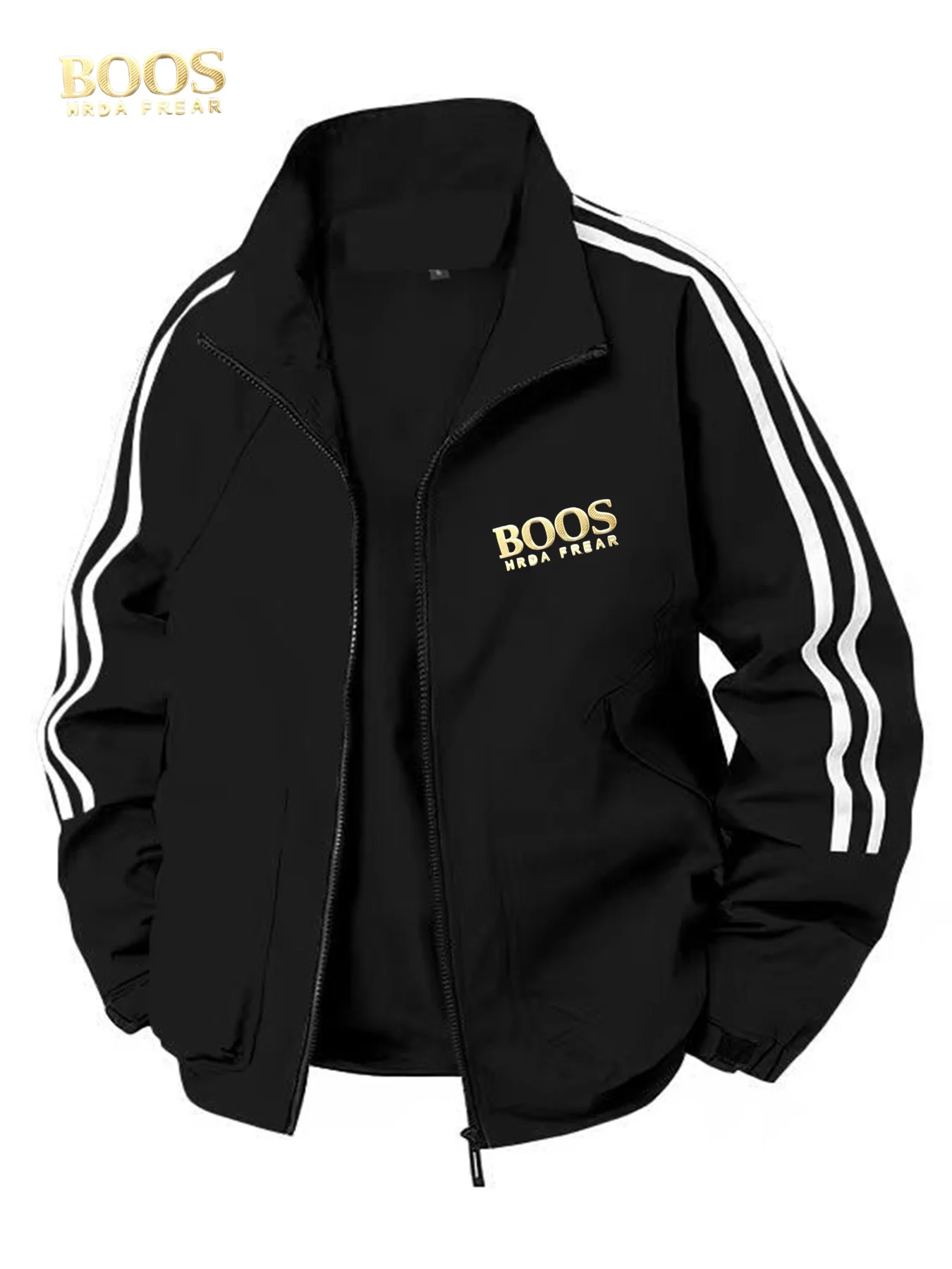 

BOOS HRDAFREAR Spring Autumn New Solid Color Casual Loose pocket Outdoor Travel Stand Collar Top Men Work Coat Collar jacketvar