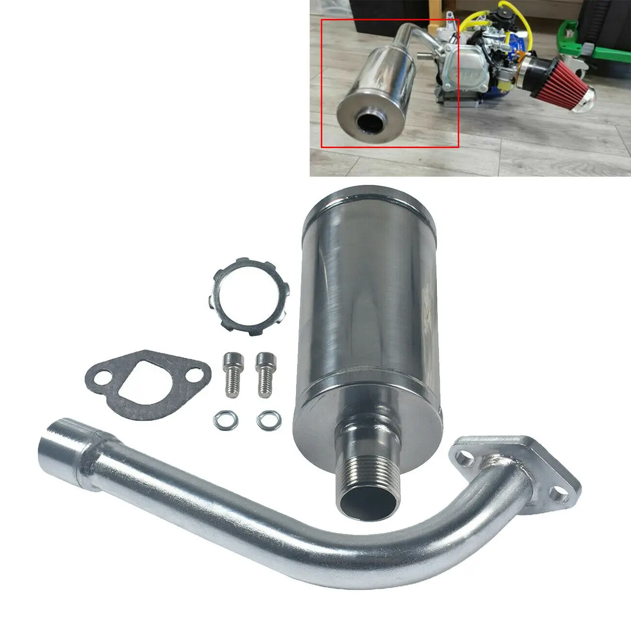 Exhaust Pipe Header w/Muffler for Predator 196cc 212cc GX160 200 CT200U Go kart