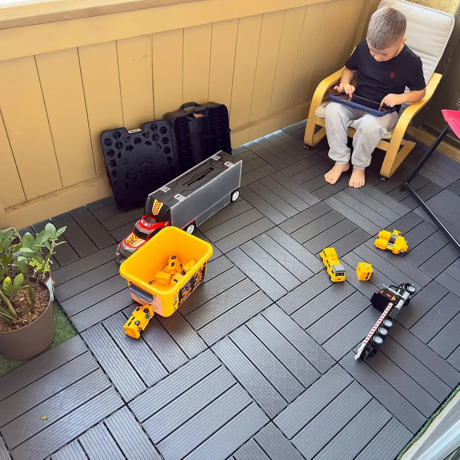US Warehouse60 Pack Plastic Interlocking Deck Tiles, 60 Sq. Ft Patio Deck Tile, 12