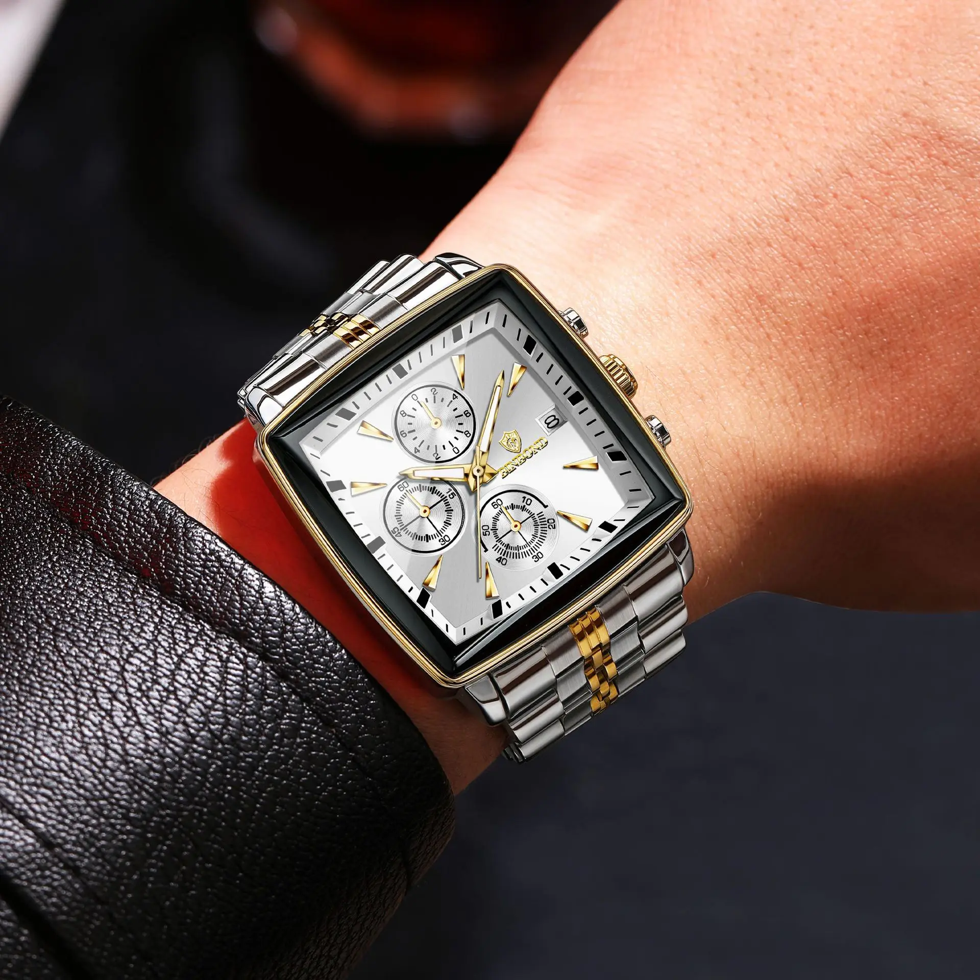  Men's Watch Multi Functional Three Eye Six Pin Quartz Watch Business Trendy Waterproof Stainless Steel Wristband Men's Clock