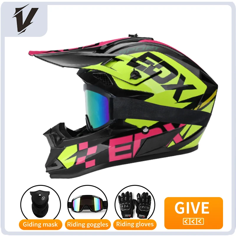 Full Face Motorcycle Helmet Motorcycle Motocross Race Downhill AM DH Children Adult Universal Helmet with 3 Piece Gift image 6