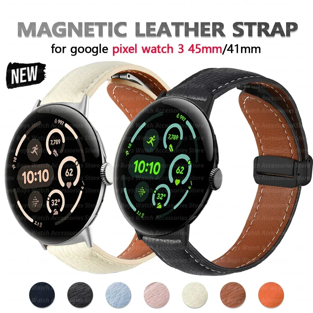 

Magnetic Clasp Leather Strap for Google Pixel Watch 3 41mm 45mm Wristband Bracelet Replaced Accessories for Pixel 2 1 41mm Band