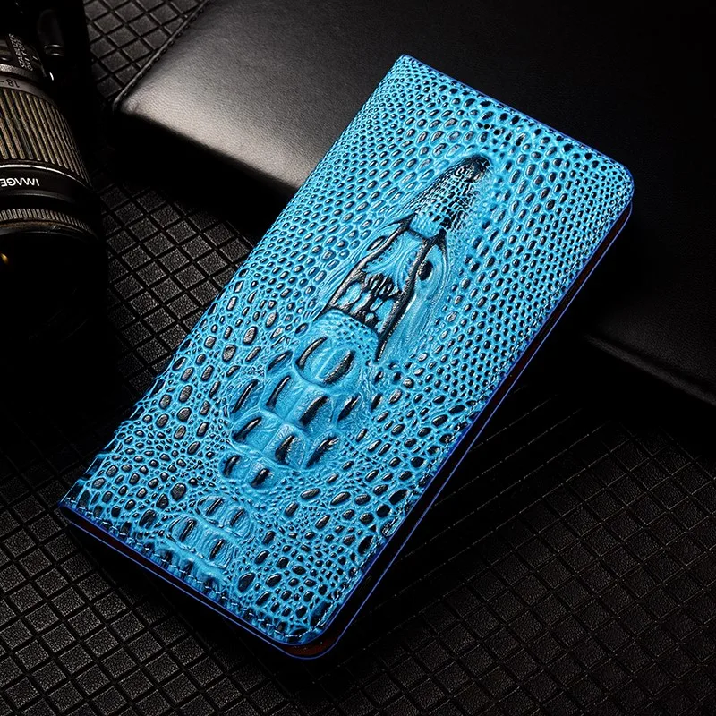 Crocodile Genuine Leather Magnetic Flip Phone Case For vivo Y20 Y20i Y20s Y20g Y21 Y21a Y21t Y21s Y21G Y21e Y30 Y31 Wallet Cover