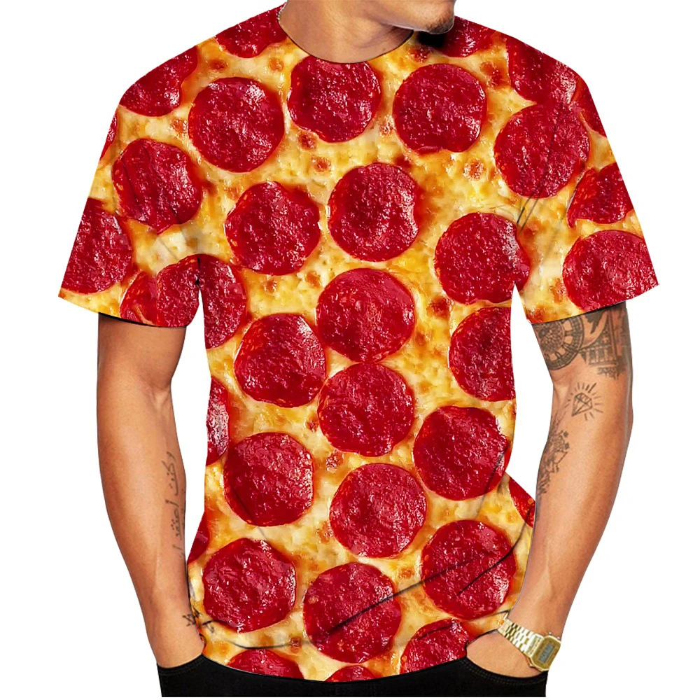 Food Bacon Pizza t-shirt cetak - 3D Printing In Food ulasan dan harga