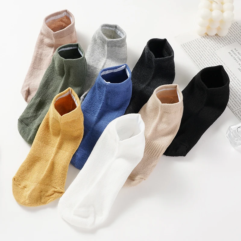 Men's Cotton Low Cut Boat Ankle Socks Sweat-absorbing Solid Color Breathable Waisted Shallow Summer Short Socks