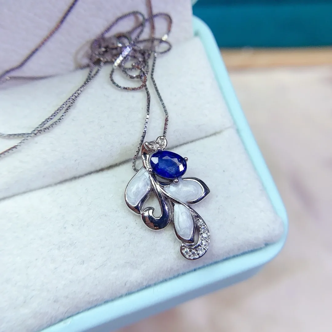 

Кулон из натурального сапфира S925, серебро, шикарный, изысканный ювелирный кусок, роскошный модный подарок на праздник, излучающий элегантный шарм