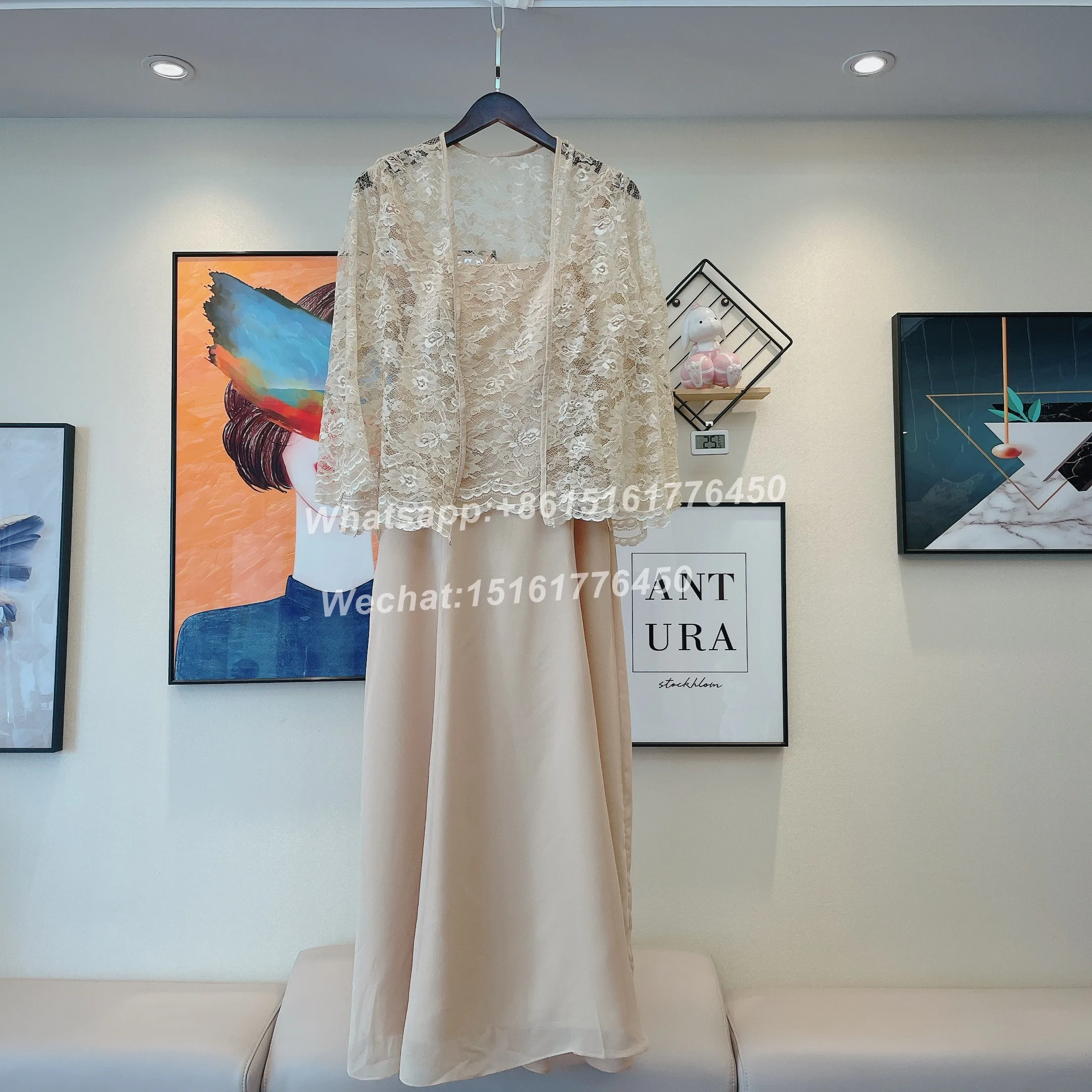 Mother of the Bride Dresses With Jacket Ankle Length Lace Chiffon Wedding Guest Dress Evening Gown Customized image 2