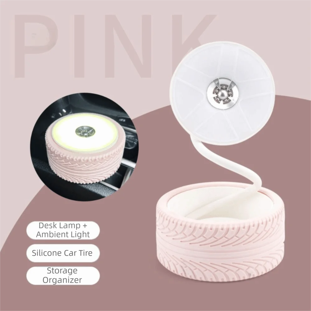 

Foldable Wheel Night Light Portable Eye Protection LED Desk Lamp Phone Holder Storage Organizer Car Tire Table Light Office Work