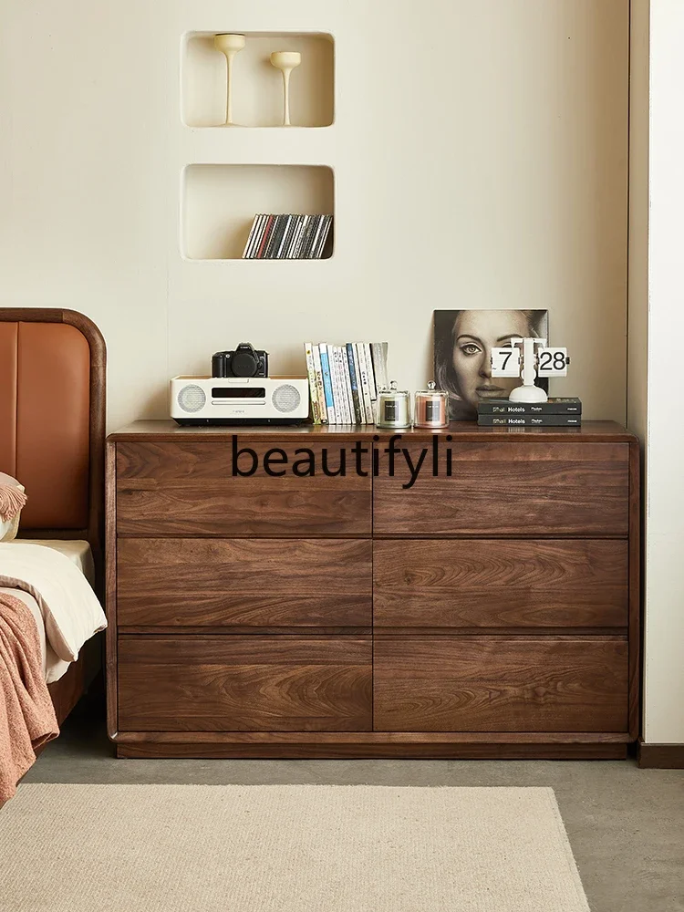 

North American black walnut six-chest cabinet Nordic simple solid wood chest cabinet storage locker2005