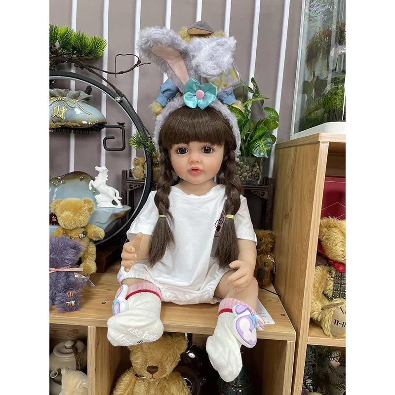 55CM 전신 비닐 프린세스 베티 리본 유아 인형 다층 페인팅 피부와 눈에 띄는 정맥 신생아 여아 인형