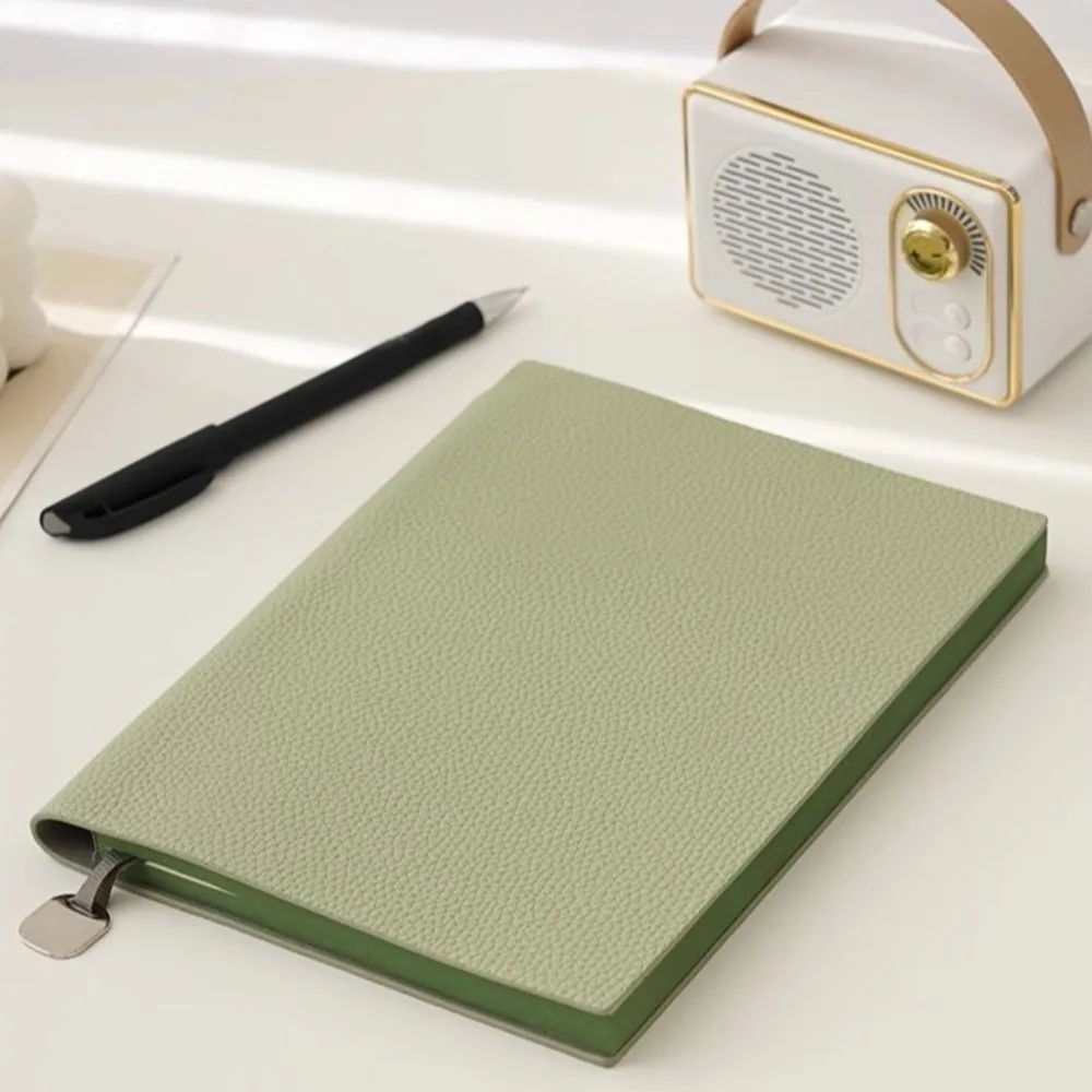Travel Log Thick Leather Notebook Litchi Leather A5 Meeting Record Book Horizontal Line Exquisite Student Diary Office
