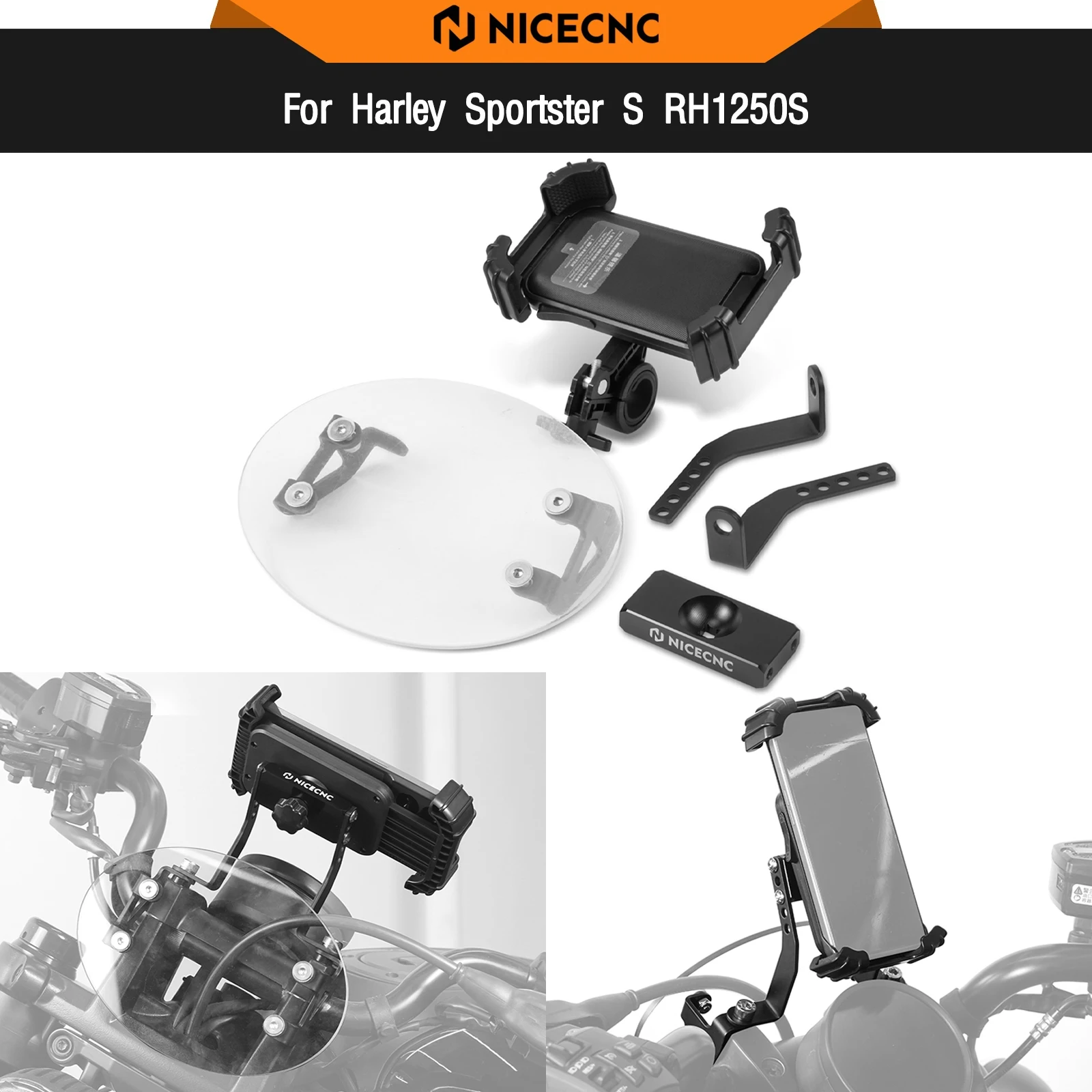 

Adjustable Phone Holder Mount Bracket Handlebar Riser For Harley 2021-2024 Sportster S RH1250S RH1250 S RH 1250S RH 1250 S