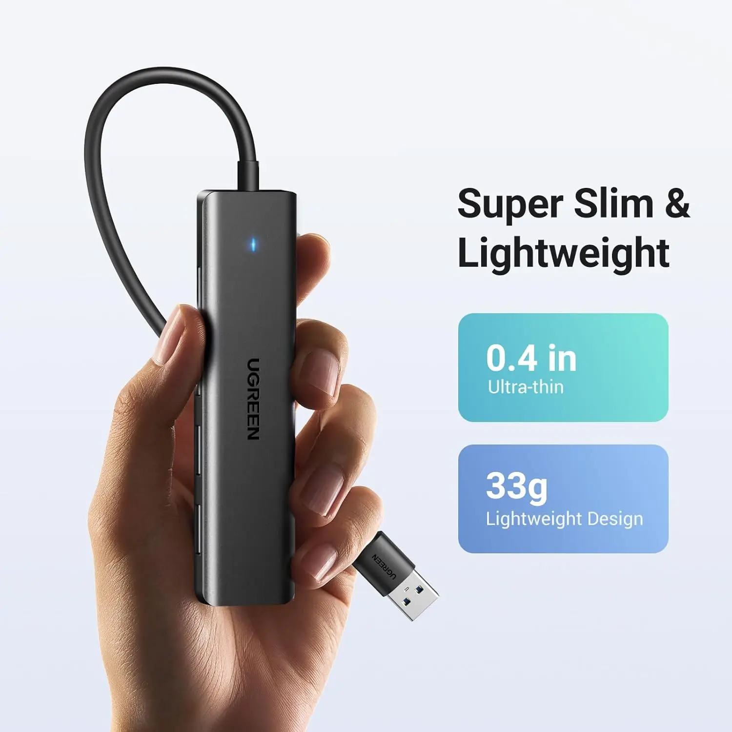 UGREEN USB 3.0 허브, 4포트 USB 분배기 마우스, 키보드, 플래시 드라이브, U 디스크, 프린터용 초슬림 USB 확장기