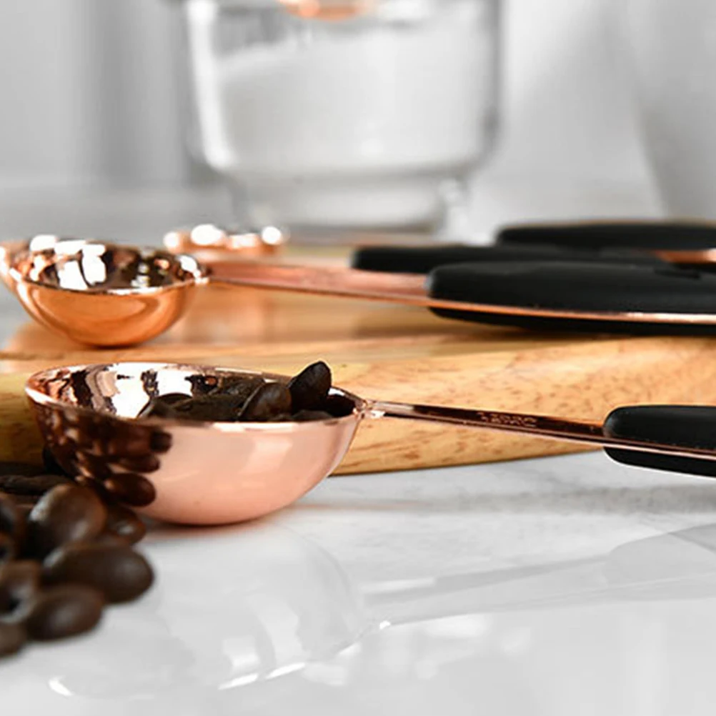 

1Set Stainless Steel Measuring Spoon Set Rose Gold Baking Kitchen Accessories Stackable Clear Engraving for Dry Liquid