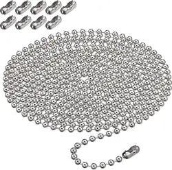 5m No Fade Stainless Steel Ball Beaded Necklace Chains for Making Jewelry with 50 Pcs Connectors Metal Pull for Dog Tag DIY