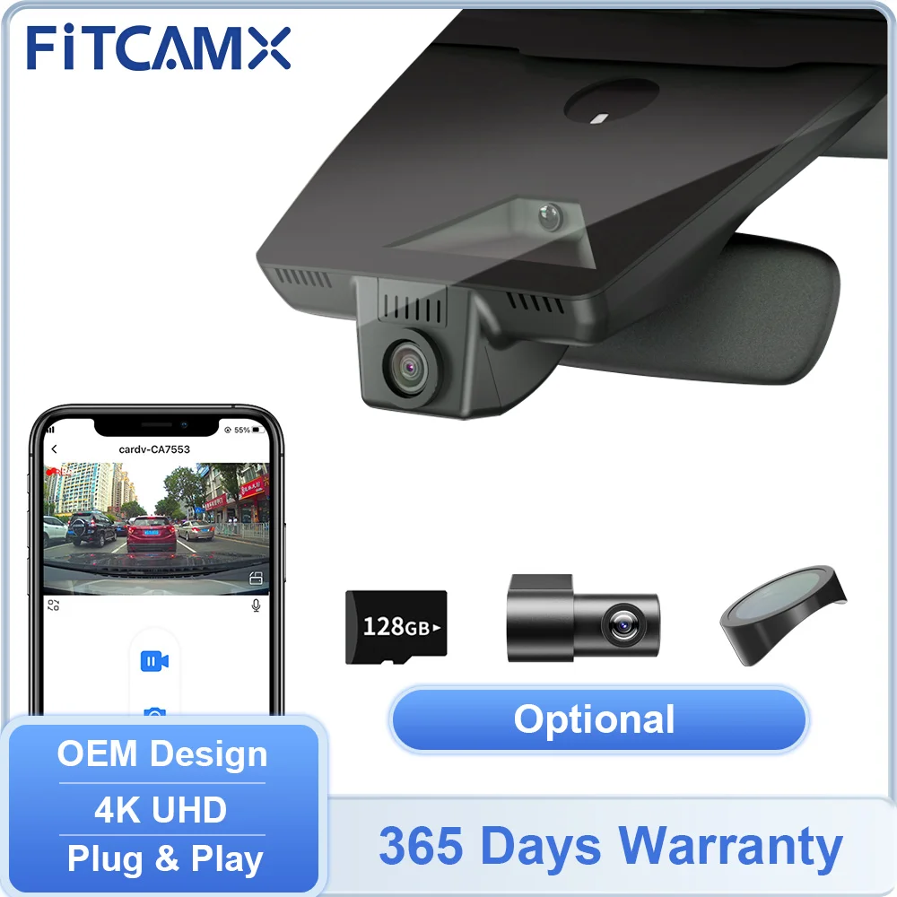 

2160P FITCAMX Car Cam for Hyundai Santa Cruz 2022-2025 & Tucson 2016-2025, WIFI APP Connected Night Vision Recording Dashcam DVR