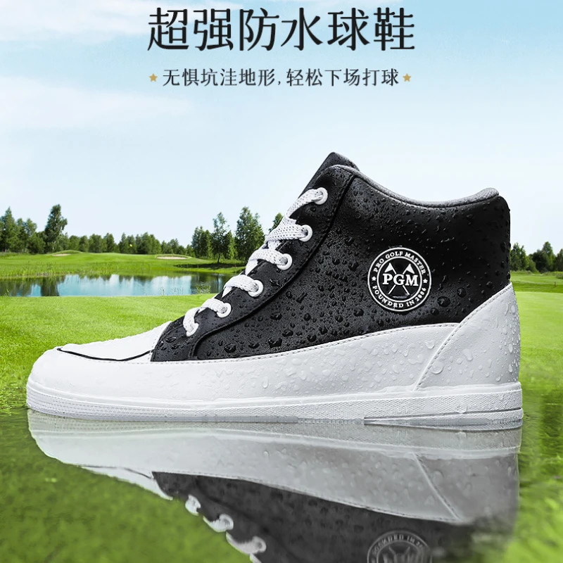 PGM Golf Shoes Women's High Top Inner Height-enhancing Waterproof Sports Shoes Anti-slip Shoe Nail Sole Casual Women's Shoes