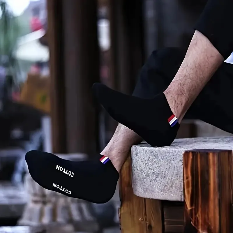 5/10 أزواج من الجوارب الرجالية الرياضية ذات الرقبة المستديرة، جوارب صيفية ماصة للعرق قابلة للتنفس، تصميم حروف عصرية للزوجين غير رسمية