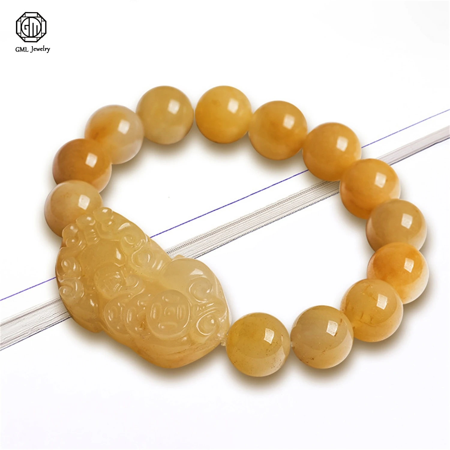 

Natural Xinjiang Golden Silk Jade Money Pi Xiu Bracelet Gobi Yellow Jade Protection Pixiu Beaded Hand String Wrist Jewelry