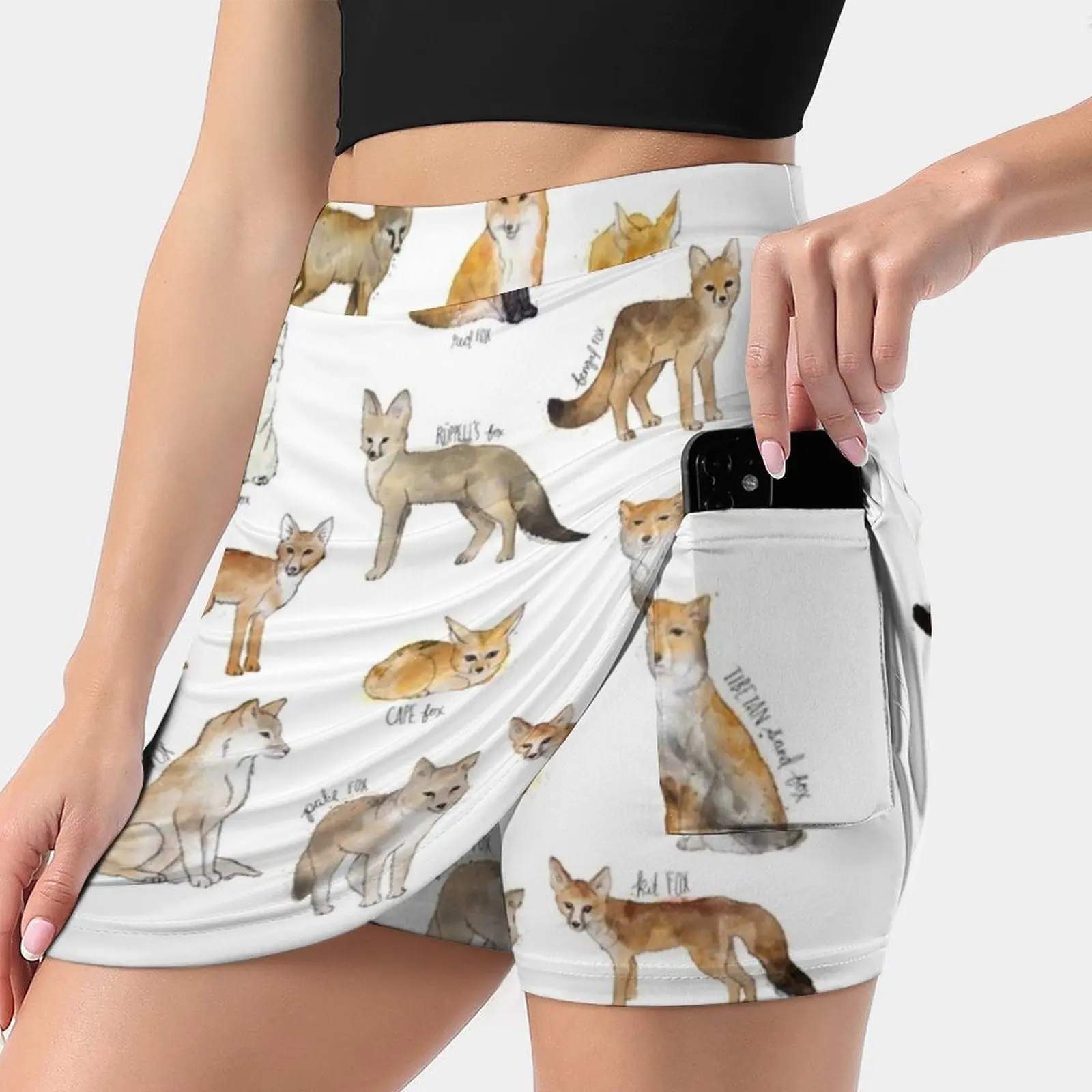 Foxes Korean Fashion Skirt Summer Skirts For Women Light Proof Trouser Skirt Fox Foxes Chart Series Animal Animals Wildlife