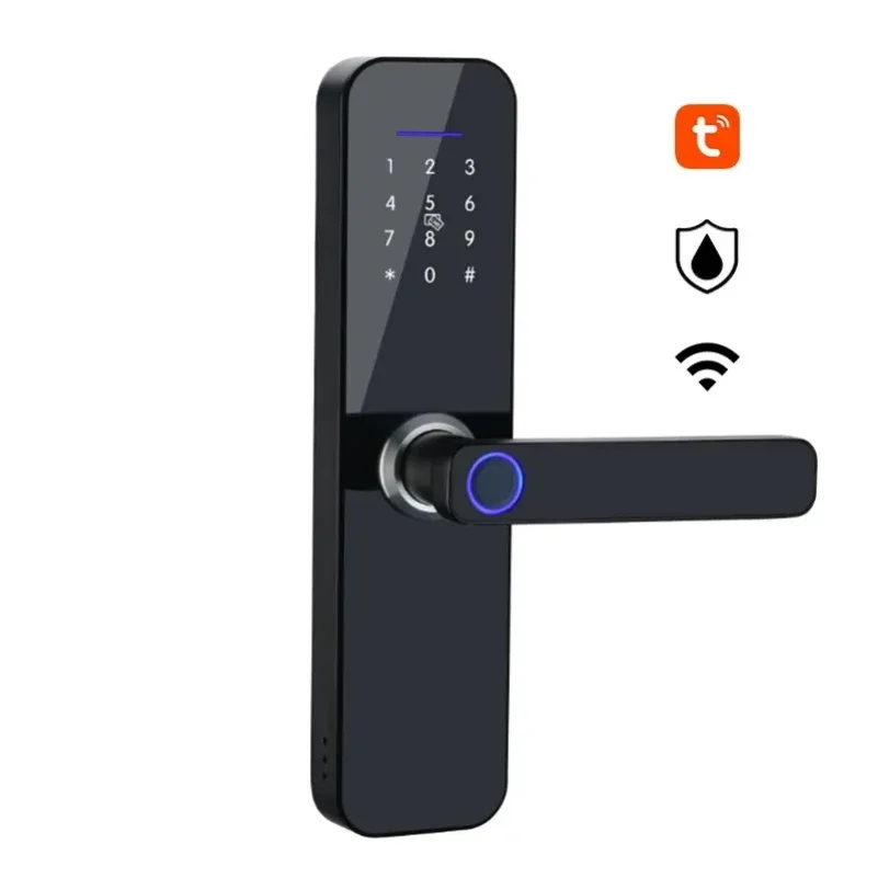 Keyless Doorbell Function Waterproof WIFI Tuya Smart Door Lock with Fingerprint Password Card App Remote Unlock