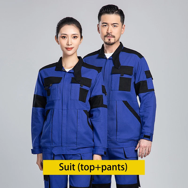 Men\'s Multi Pocket Workshop Long Sleeve Work Suit Set Construction Site Machinery Welder Electrician Repair Painter Printed Logo