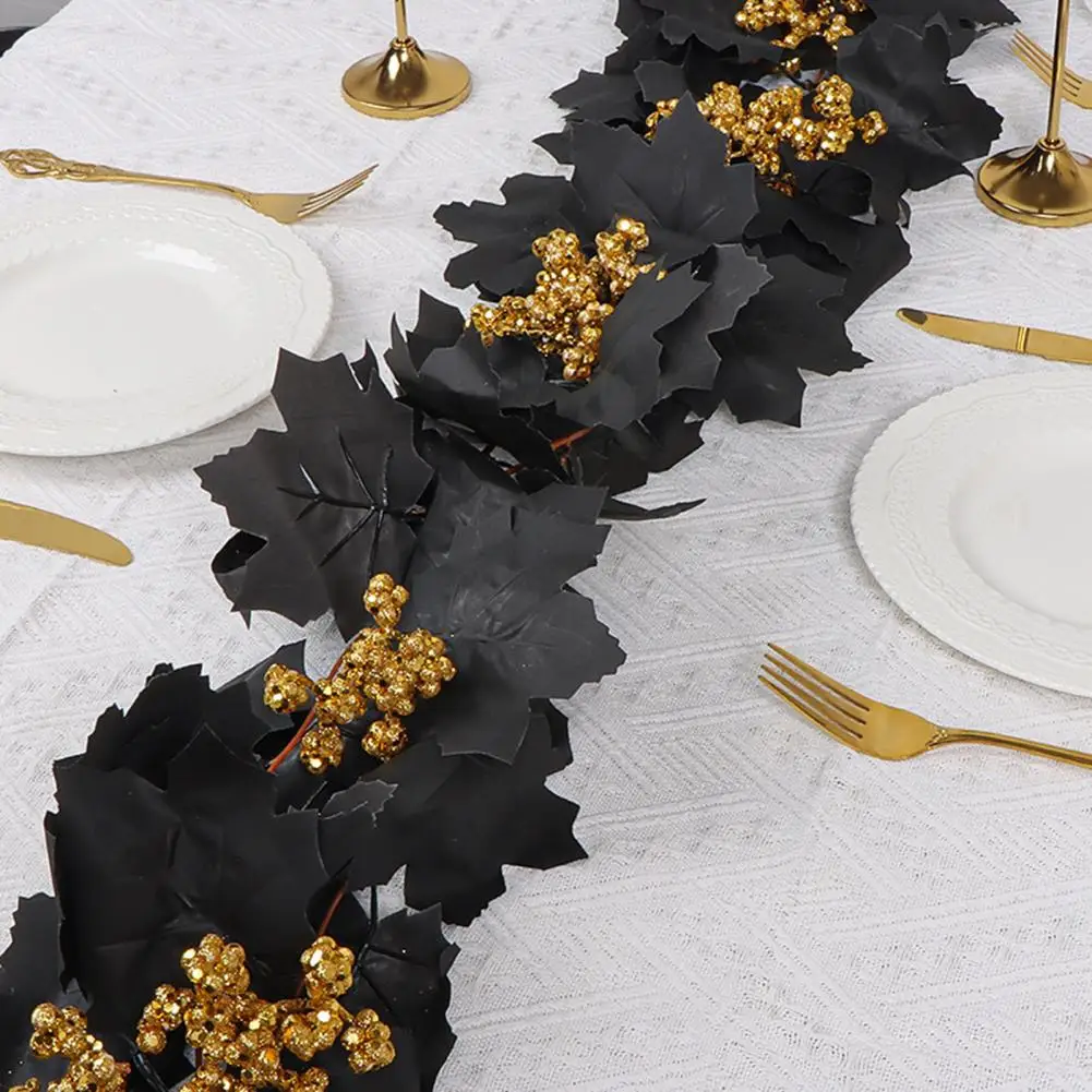 Halloween Party Supplies Festival Atmosphere Accents Halloween Artificial Maple Leaf Vine Garland Fall Wall Hanging for Holiday