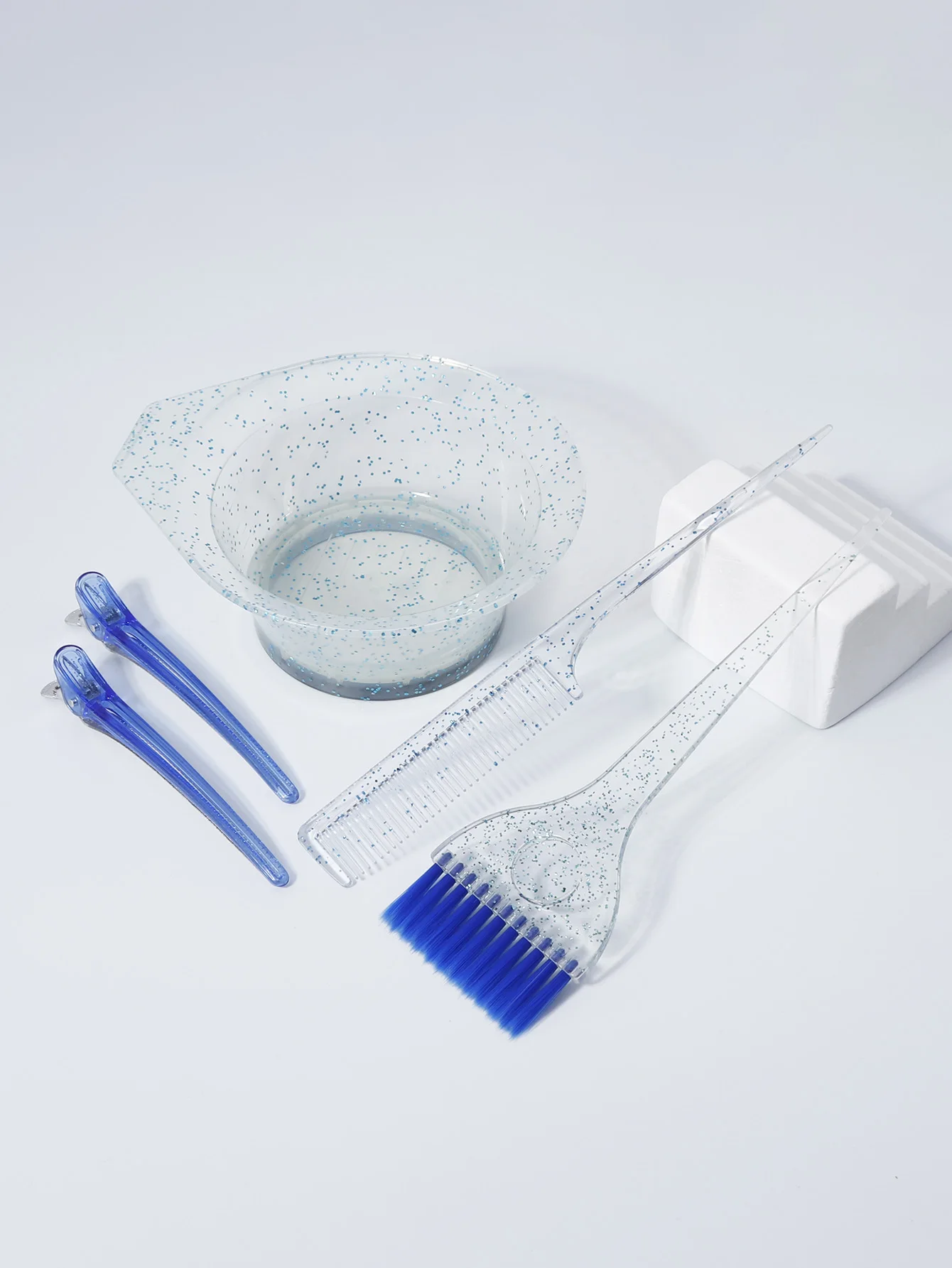 5 pieces/set hair dye brush bowl and pointed tail comb hair clip hair dye brush bowl hair dye set Special for real hair wigs ﻿