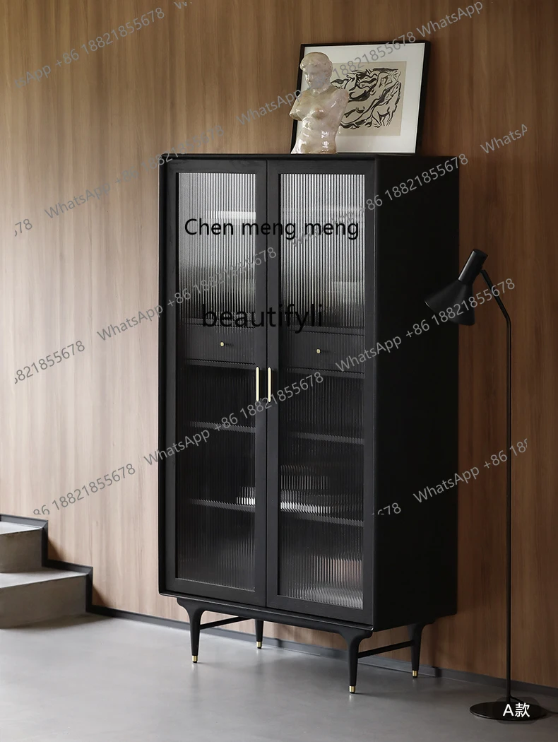 /Medieval Retro/Simple Modern Living Room Study Solid Wood Display Cabinet Bookcase