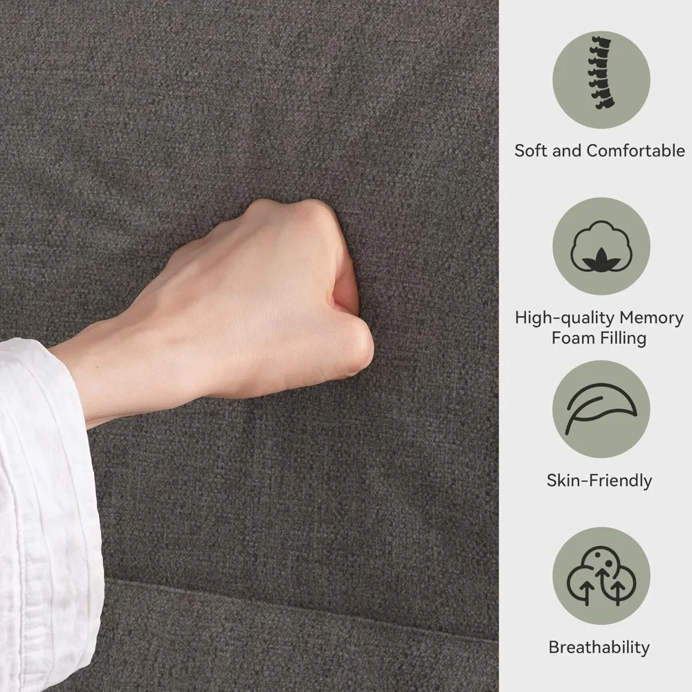 أريكة سرير فوتون من إسفنج الذاكرة مع وسائد قابلة للفصل ومسند ظهر ومساند للذراعين قابلة للتعديل، مقعد محبب حديث من الكتان