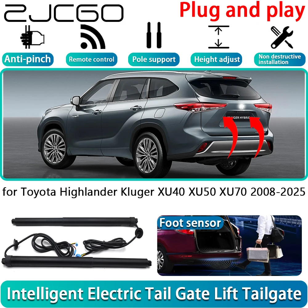 

ZJCGO for Toyota Highlander Kluger XU40 XU50 XU70 2008-2025 Electric Powered Tailgate Power Liftgate Automatic Tailgate System