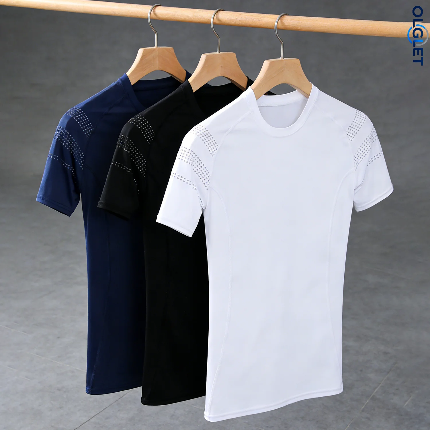 Men's 3 Pack Compression Shirts Quick Dry High Elastic Short Sleeve Sport Tight Top for Fitness Running