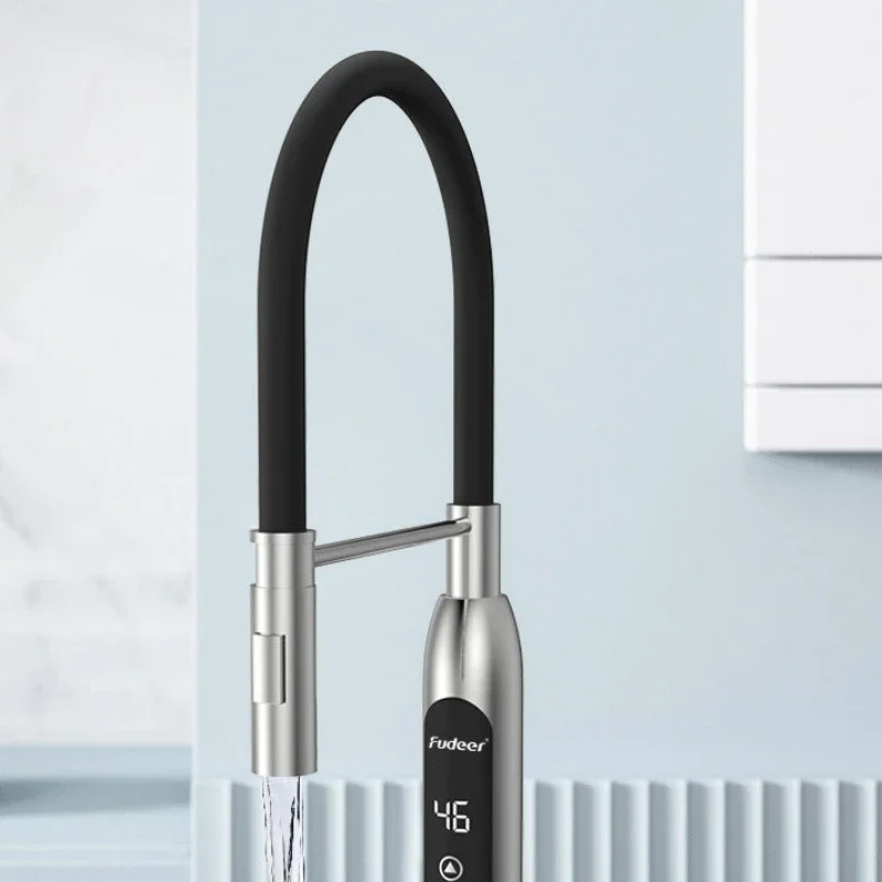 Смеситель бытовой из нержавеющей стали, Электрический кран для горячей и холодной воды, быстрый нагрев, цифровой дисплей, мгновенный нагрев, для кухни