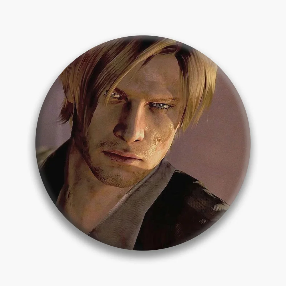 Leon Kennedy Pins Badge Soft Metal Button Keychains Lapel Pin Red Evil Game Creative Jewelry Hat Bag Jeans Leon Pin Brooch Gifts