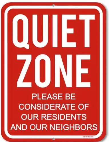 Metal Sign Plate Warning Quiet Zone Considerate Neighbor Resident Wall Gate Art