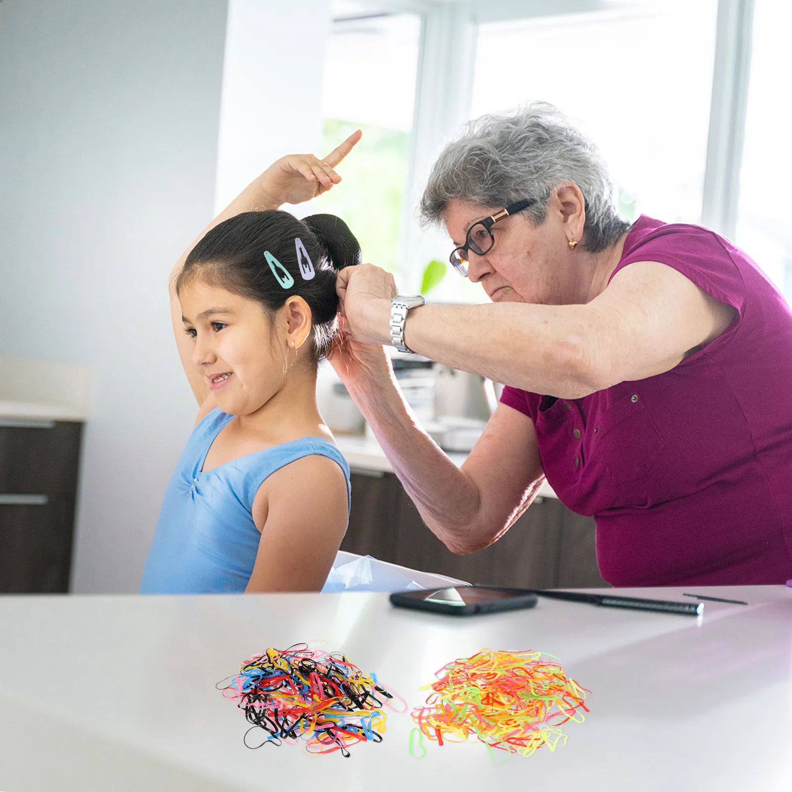 

1Set Children Hair Accessories Comfortable Stretchable Hair Rings Clips Rope Claws Decorative Headdress for Daily