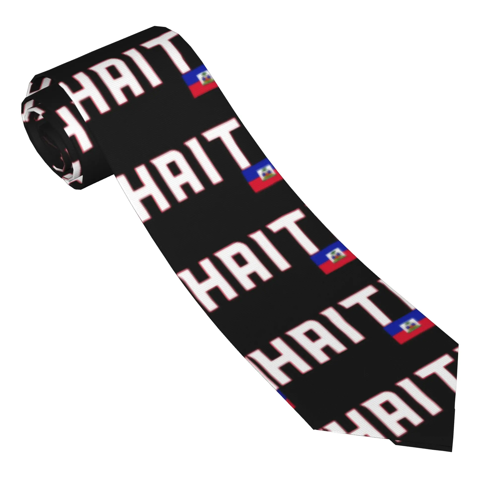 Haiti Flag Haitian Pride Lovers Haiti Tie Wedding Neck Ties Novelty Casual Neck Tie For Unisex Adult Custom Collar Tie Necktie