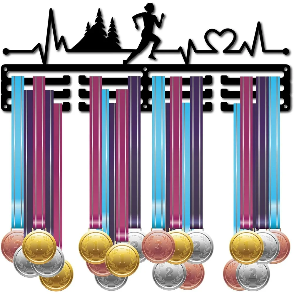 Running Medal Hanger Display Sports Medal Holder Over 60+ Medals Award Iron Holder Rack Frame Wall Mounted Hanging