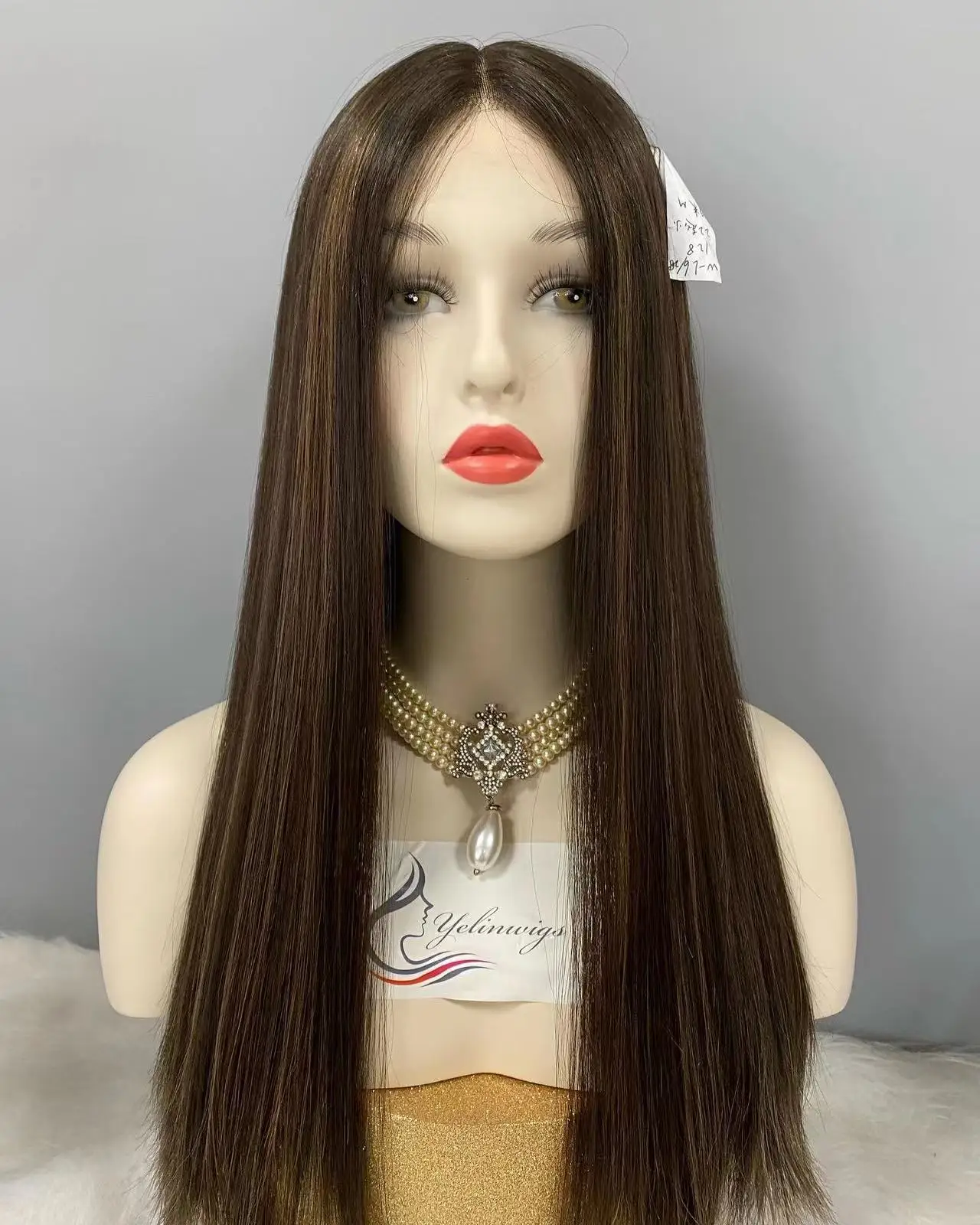 

More Popular Gorgeous Highlight Jewish Wigs European Virgin Hair Lace Top Wig In Stock Free Shipping