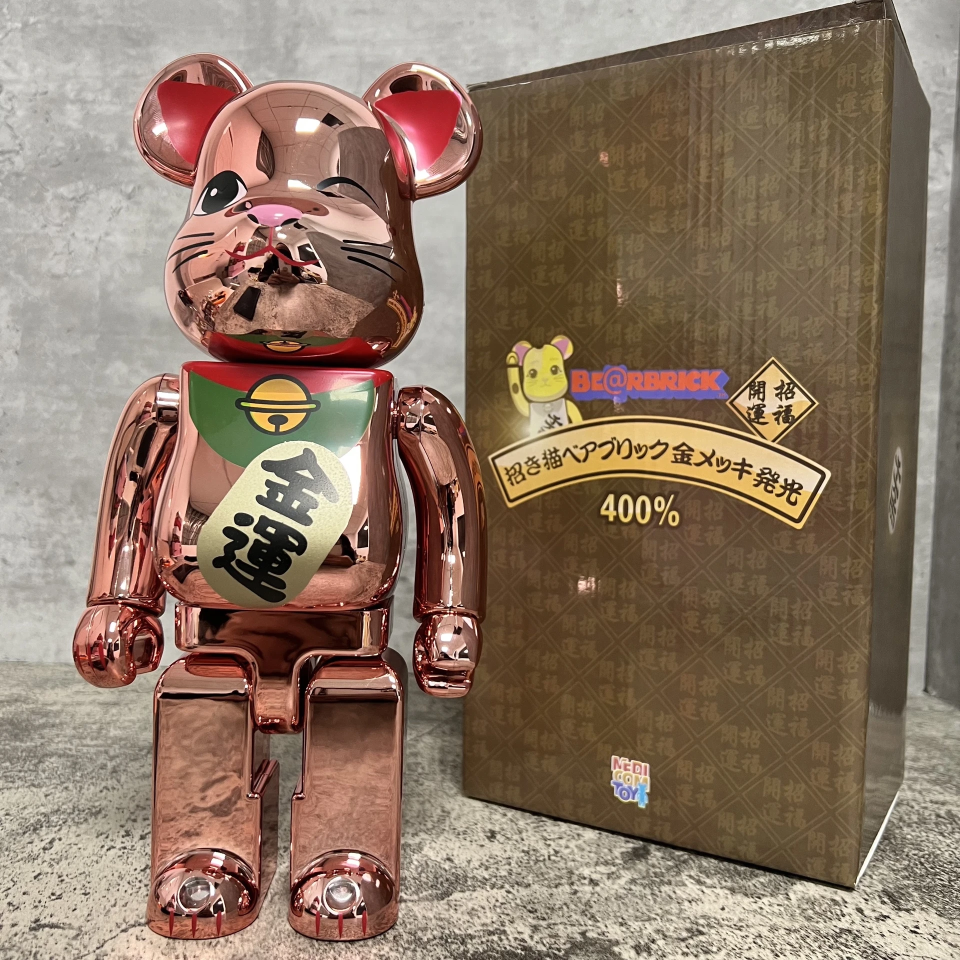 Bearbrick 400% Winking Golden Fortune Cat Gold Silver Pink Hand-made Ornaments Building Block Bear Decoration Gift