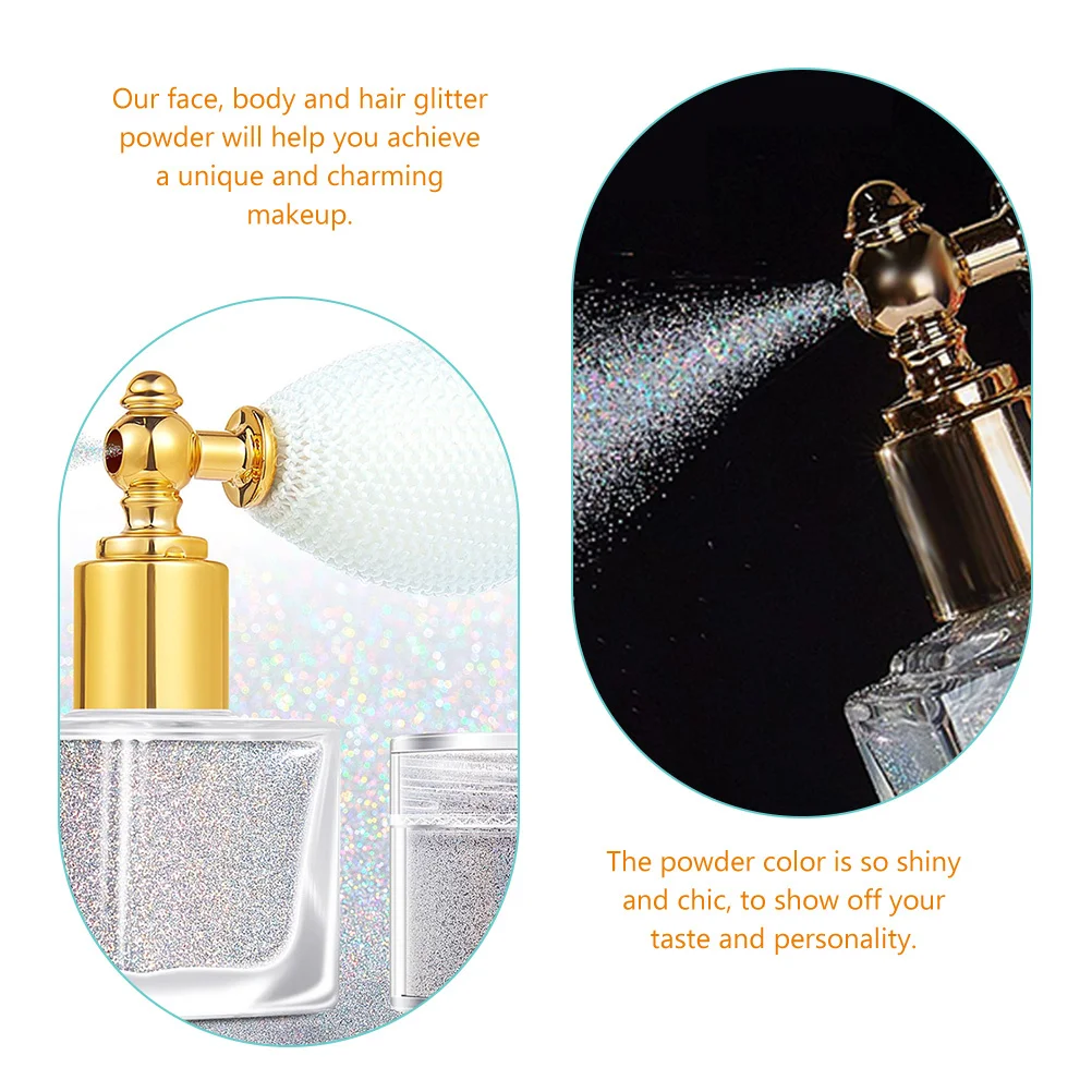1 Set Glitter Powder Spray Body Highlighter Shimmer Makeup Face Hair Silver Sparkling Dust For Party Wedding Birthday