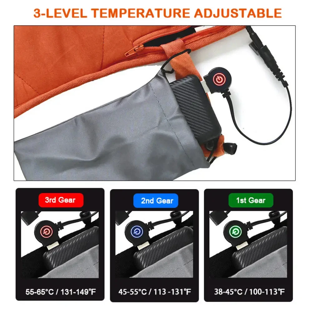 USB Heating Sleeping Mat Heated Sleeping Bag Pad Outdoor Camping Tent Winter Warm Sleeping Pad 3-Level Sleeping Bag Liner