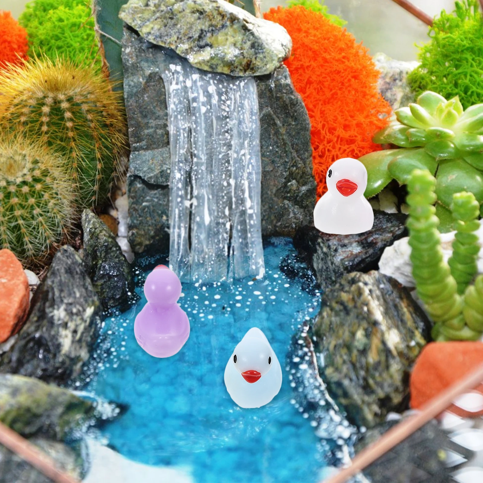 

120pcs Resin Duck Statue Mini Garden Decoration Cartoon Ornament For Yard Pond Patio Desktop Decor Animal Sculpture Lightweight