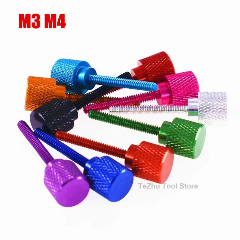 

M3 M4 x 26.5mm Aluminum Alloy High Head Hand Twisted Knurled Step Buffer Shock Absorber Screw Multiple Colors