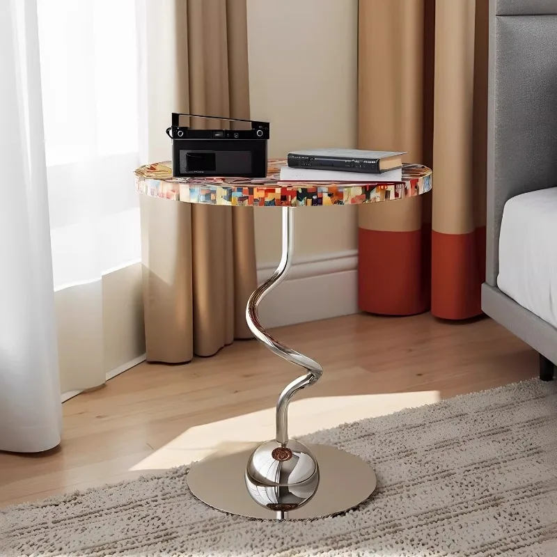 Italian Light Luxury Rainbow Side Table, Creative Corner Shelf with Storage, Multicolored End Table for Living Room