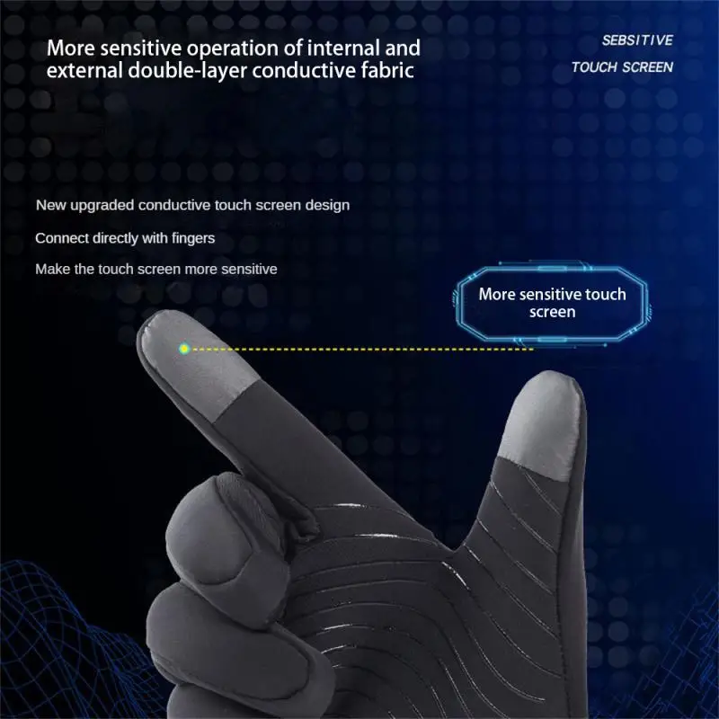 Зимние теплые велосипедные перчатки, ветрозащитные, водонепроницаемые, нескользящие перчатки для сенсорных экранов, для занятий спортом на открытом воздухе, мотоциклетные велосипедные перчатки