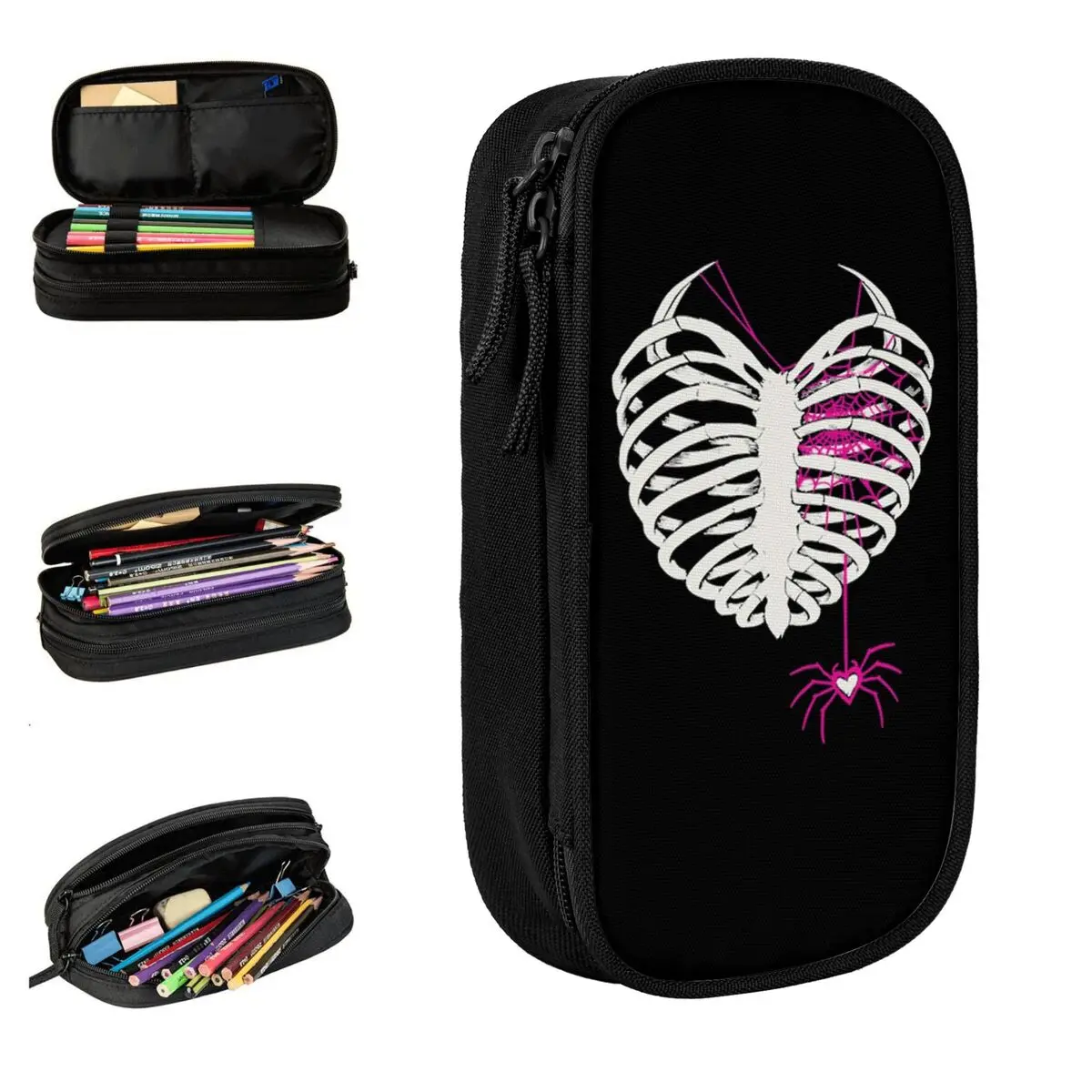 

AJ Lee Spider Web Pencil Cases Pen Box Bag Girls Boys Big Capacity Students School Zipper Pencil Pouch