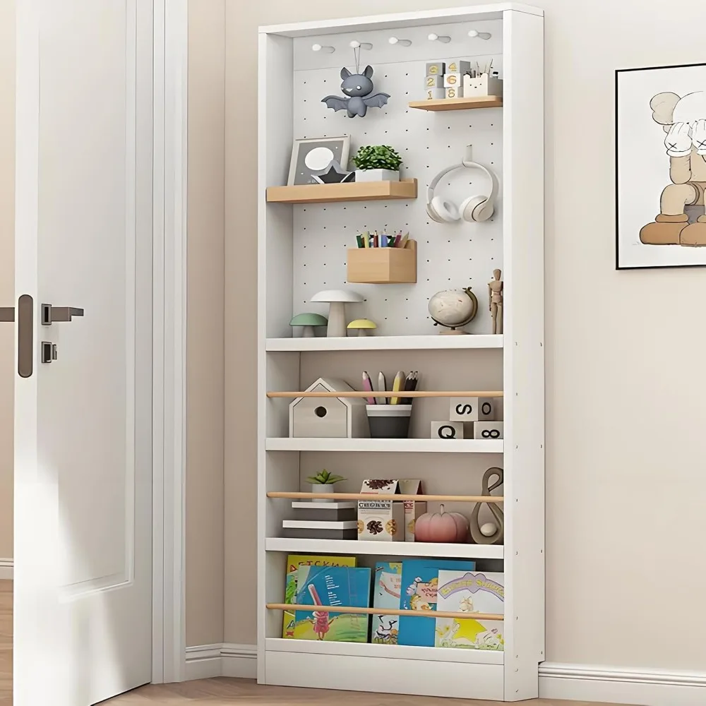 

Behind Door Bookshelf,Toddler Bookshelf,Storage Cabinets,Organizer for Toys and Books,Storage Rack with Perforated Board