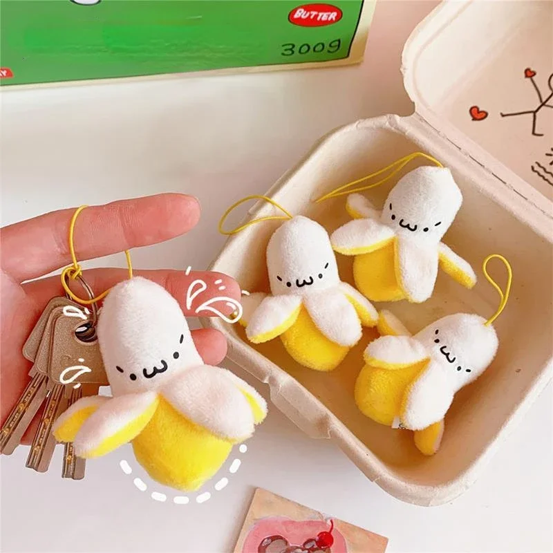 1/5PC Cute Cartoon Banana Keychain Plush Toy Doll Keychains Soft Stuffed Toy Backpack Pendant Car Keys Funny Keychain Accessorie